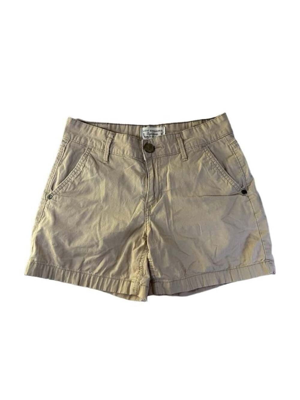 Levi Strauss Signature Women Khaki Cotton Stretch Shorts Misses 4